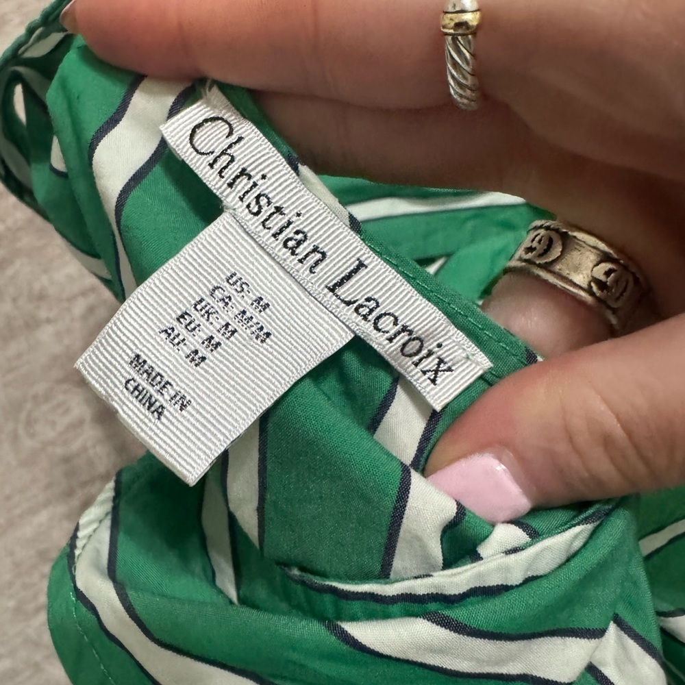 christain lacroix high neck stripped mini dress size medium green - Picture 4 of 4